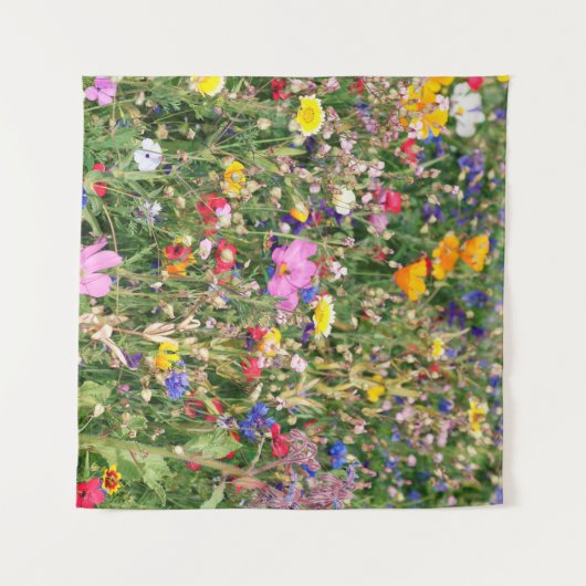 wunderschöne, farbenfrohe Wiese wilder Blume Wandteppich (Vorderseite (Horizontal))