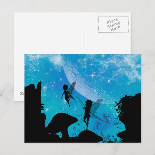 Wunderschöne Fee-Silhouette Postkarte (Vorne/Hinten)