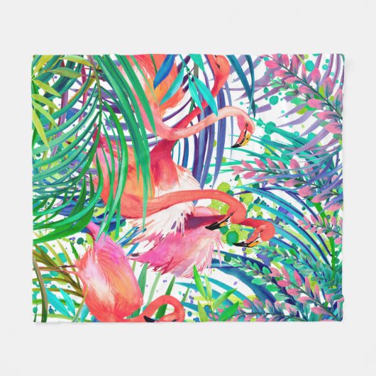 Wunderschöne Flamingo Aquarellbild. Afrika Fleecedecke (Vorderseite (Horizontal))