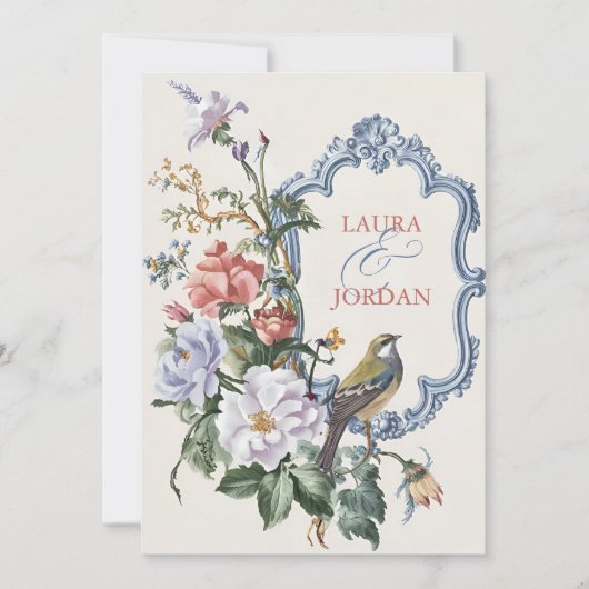 wunderschöne Flora Fauna Hochzeit  Einladung (Vorderseite)