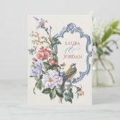 wunderschöne Flora Fauna Hochzeit  Einladung (Stehend Vorderseite)