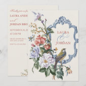 wunderschöne Flora Fauna Hochzeit  Einladung (Vorne/Hinten)