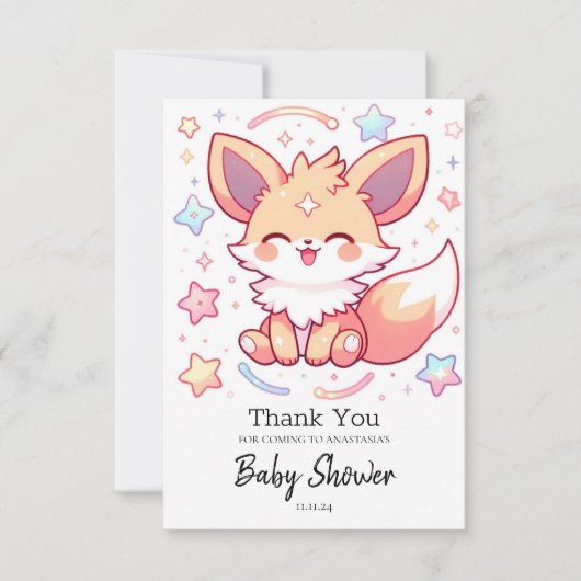 Wunderschöne Forest Fox Babydusche Dankeskarte (Vorderseite)