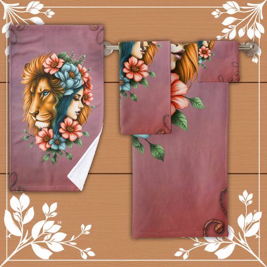 Wunderschöne Frau, deren langes, fließendes Haar Badhandtuch Set