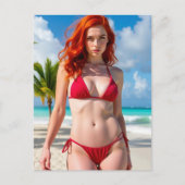 Wunderschöne Frau in einem roten Bikini Postkarte (Vorderseite)