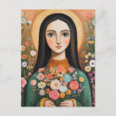 Wunderschöne Frau mit Blumen Postkarte (Vorderseite)