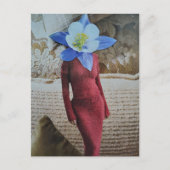Wunderschöne Frau mit Blumenkopf-Collage Postkarte (Vorderseite)