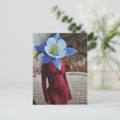 Wunderschöne Frau mit Blumenkopf-Collage Postkarte (Stehend Vorderseite)
