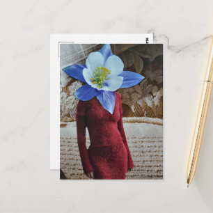 Wunderschöne Frau mit Blumenkopf-Collage Postkarte