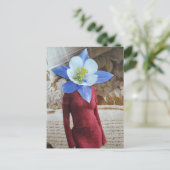 Wunderschöne Frau mit Blumenkopf-Collage Postkarte (Stehend Vorderseite)