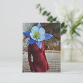 Wunderschöne Frau mit Blumenkopf-Collage Postkarte (Stehend Vorderseite)