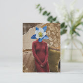 Wunderschöne Frau mit Blumenkopf-Collage Postkarte (Stehend Vorderseite)