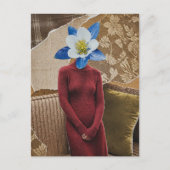 Wunderschöne Frau mit Blumenkopf-Collage Postkarte (Vorderseite)