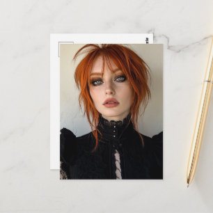 Wunderschöne Frau mit roten Haaren Postkarte