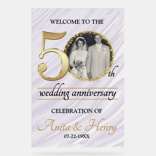 Wunderschöne frostige 50. Hochzeitsjubiläum Acrylschild (Vorderseite)