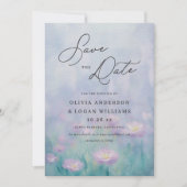Wunderschöne Frühlings-Aquarell-Skript-Hochzeit Save The Date (Vorderseite)