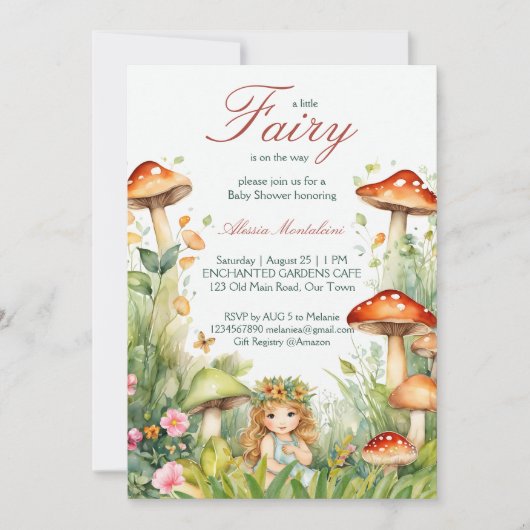 Wunderschöne Gartenmärchendusche Einladung (Vorderseite)