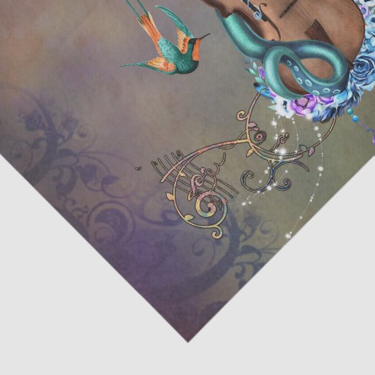 Wunderschöne Geige mit Tentakel Seidenpapier (Ausschnitt)