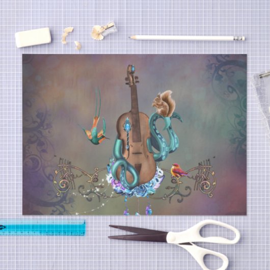 Wunderschöne Geige mit Tentakel Seidenpapier (Handwerk)