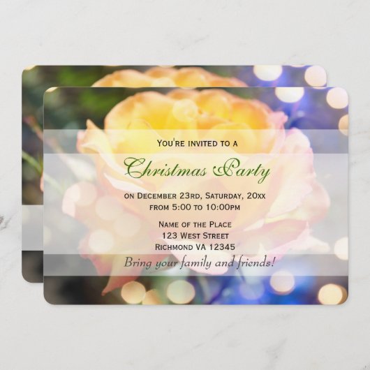 Wunderschöne, gelbe Rosensträucher - Blume Weihnac Einladung (Vorne/Hinten)