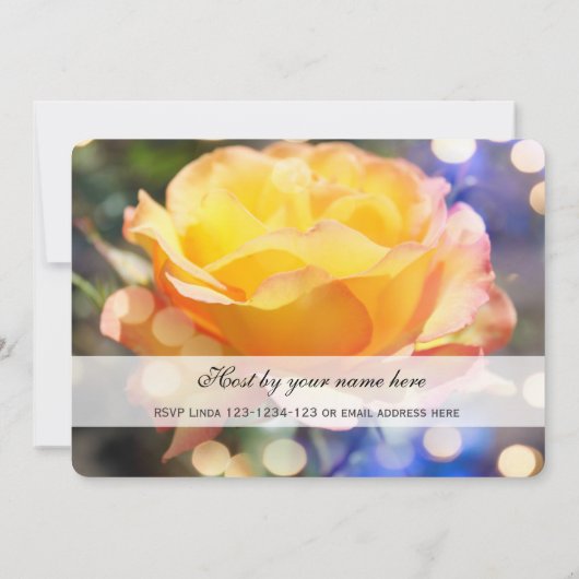 Wunderschöne, gelbe Rosensträucher - Blume Weihnac Einladung (Rückseite)