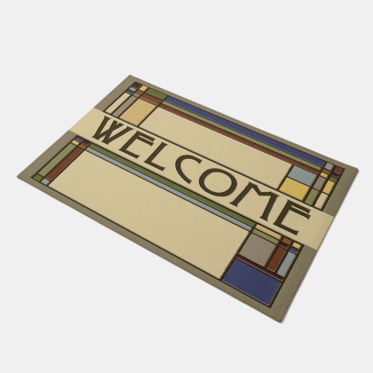 Wunderschöne, geometrische Muster von Herbstkunst Fußmatte (Schrägansicht)