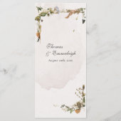 Wunderschöne getrocknete Sommerblumenhochzeit Menükarte (Rückseite)