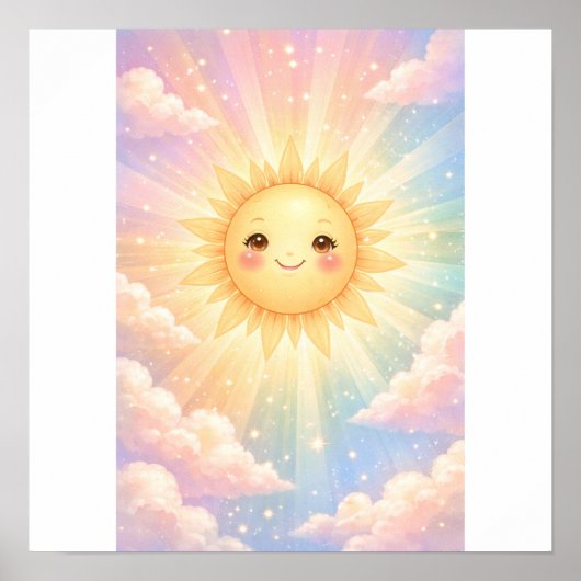 Wunderschöne glückliche Sonne Pastell  Poster (Vorne)