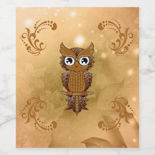 Wunderschöne goldene Eule Weinetikett (Einzelnes Label)