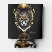 Wunderschöne goldene schwarze Katze. Dosenkühler (Vorderseite)