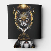 Wunderschöne goldene schwarze Katze. Dosenkühler (Rückseite)