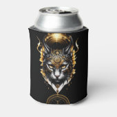 Wunderschöne goldene schwarze Katze. Dosenkühler (Kanne Rückseite)