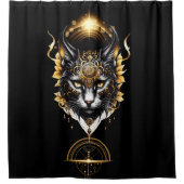 Wunderschöne goldene schwarze Katze. Duschvorhang (Vorderseite)