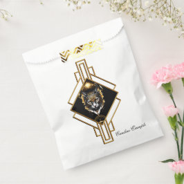 Wunderschöne goldene schwarze Katze. Geschenktütchen