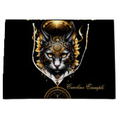 Wunderschöne goldene schwarze Katze. Große Geschenktüte (Vorderseite)