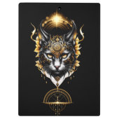Wunderschöne goldene schwarze Katze. Klemmbrett (Rückseite)