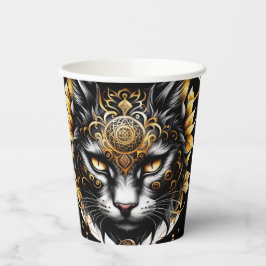 Wunderschöne goldene schwarze Katze. Pappbecher