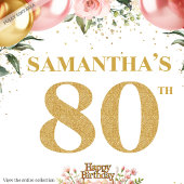 Wunderschöne Goldtasche mit 80. Geburtstag Mittlere Geschenktüte