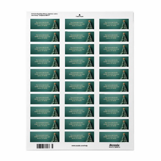 Wunderschöne grüne Weihnachtsbaum-Rücksendeadresse (Vorne)