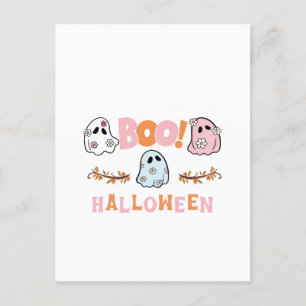 Wunderschöne Halloween Blooms: Spooky Ghosts Art Feiertagspostkarte