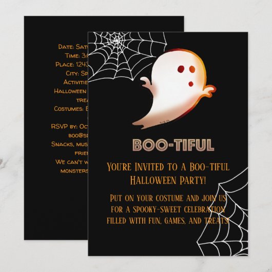 Wunderschöne Halloween-Geist-Party Einladung (Vorne/Hinten)