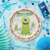 Wunderschöne Halloween-Gruppe von kleinen Monstern Pappteller (Party)