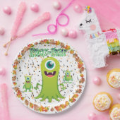 Wunderschöne Halloween-Gruppe von kleinen Monstern Pappteller (Party)