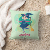 Wunderschöne Halloween-Hexe mit Broom und Sternen Kissen (Decke)