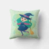 Wunderschöne Halloween-Hexe mit Broom und Sternen Kissen (Rückseite)