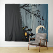 Wunderschöne Halloween-Kulisse mit Spuk Haus Wandteppich (Beispiel (Horizontal))