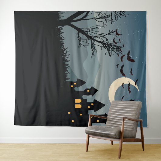 Wunderschöne Halloween-Kulisse mit Spuk Haus Wandteppich (Beispiel (Horizontal))