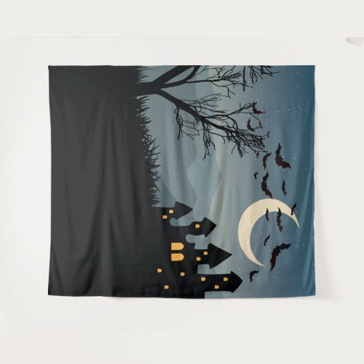 Wunderschöne Halloween-Kulisse mit Spuk Haus Wandteppich (Vorderseite (Horizontal))