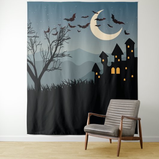 Wunderschöne Halloween-Kulisse mit Spuk Haus Wandteppich (Beispiel)