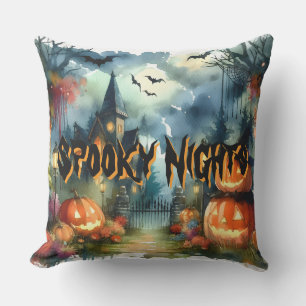 Wunderschöne Halloween Landschaft Wasserfarbe Kissen